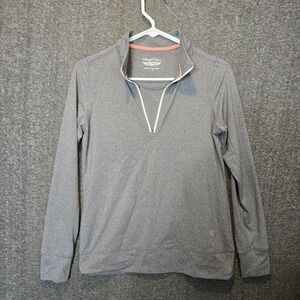 Womens Straight Down 1/4 Zip Polo Sweater Pullover Sz Small Gray